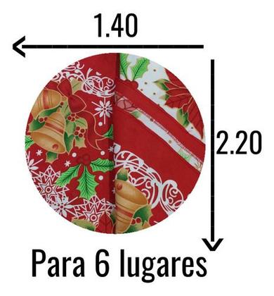 Imagem de Toalha De Mesa De Natal Retangular Para 6 Lugares 1,40x2,20m