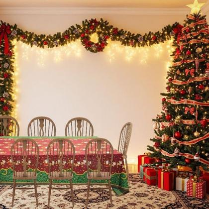Imagem de Toalha De Mesa De Natal Retangular Para 8 Lugares 1,40x2,60m