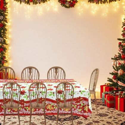 Imagem de Toalha De Mesa De Natal Retangular Para 8 Lugares 1,40x2,60m