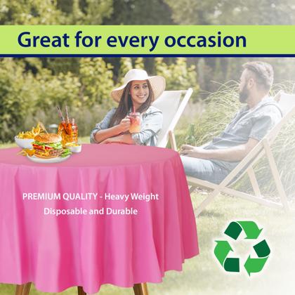 Imagem de Toalha de mesa de plástico descartável, dimensões de festa: 84 cm, redonda, rosa