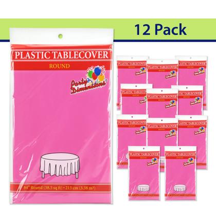 Imagem de Toalha de mesa de plástico descartável, dimensões de festa: 84 cm, redonda, rosa