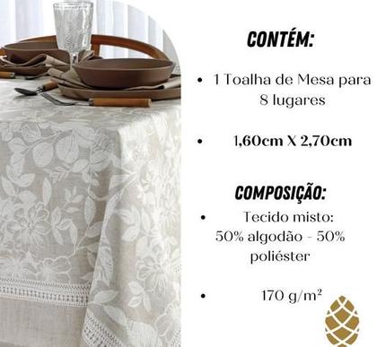 Imagem de Toalha De Mesa Dohler 8 Lugares 160x270 Renova Retangular