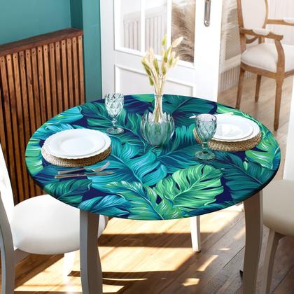 Imagem de Toalha de mesa Eiuflka redonda ajustada com borda elástica de 115 a 130 cm de diâmetro