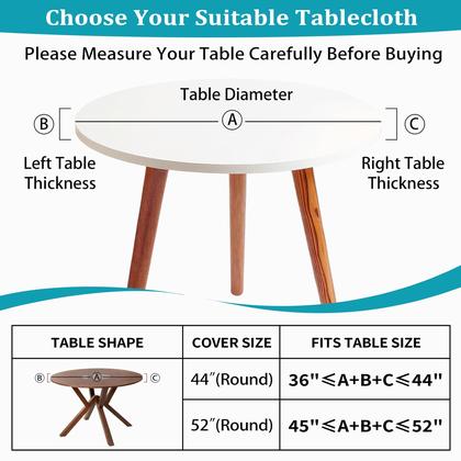 Imagem de Toalha de mesa Eiuflka redonda ajustada com borda elástica de 115 a 130 cm de diâmetro