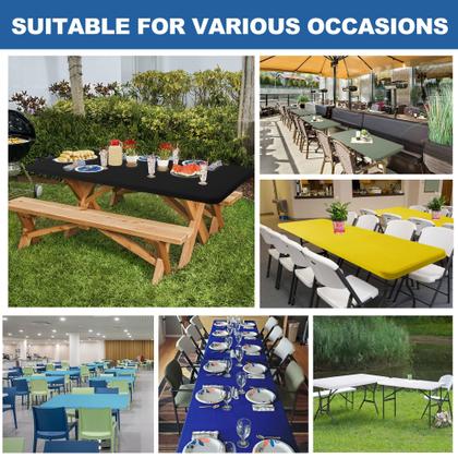 Imagem de Toalha de mesa Enjoyidea, mesa retangular ajustada de 6 pés, pacote com 6 unidades, branca