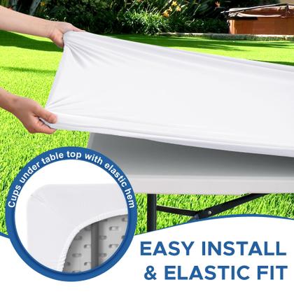 Imagem de Toalha de mesa Enjoyidea, mesa retangular ajustada de 6 pés, pacote com 6 unidades, branca