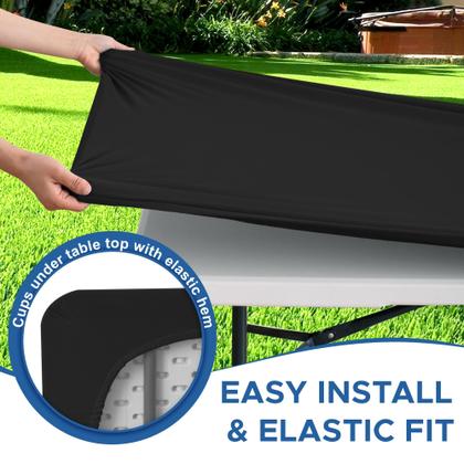 Imagem de Toalha de mesa Enjoyidea, mesa retangular ajustada de 6 pés, pacote com 6 unidades, preta