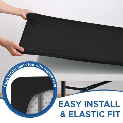 Imagem de Toalha de mesa Enjoyidea Square Fited 86x86cm, pacote com 2 unidades, preta