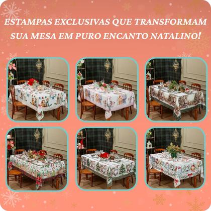 Imagem de Toalha De Mesa estampas Natalinas exclusivas 6 Lugares Retangular 2,20x1,50m decoração de natal