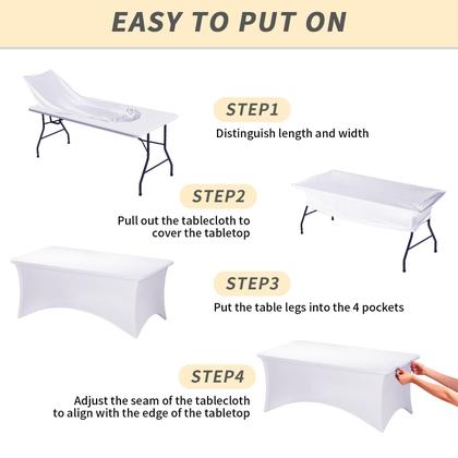 Imagem de Toalha de mesa Fixwal, elastano de 8 pés, pacote com 10 unidades para mesa retangular