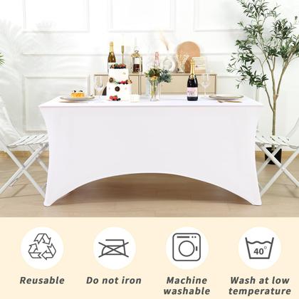 Imagem de Toalha de mesa Fixwal, elastano de 8 pés, pacote com 10 unidades para mesa retangular