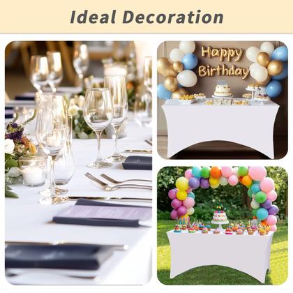 Imagem de Toalha de mesa Fixwal, elastano de 8 pés, pacote com 10 unidades para mesa retangular