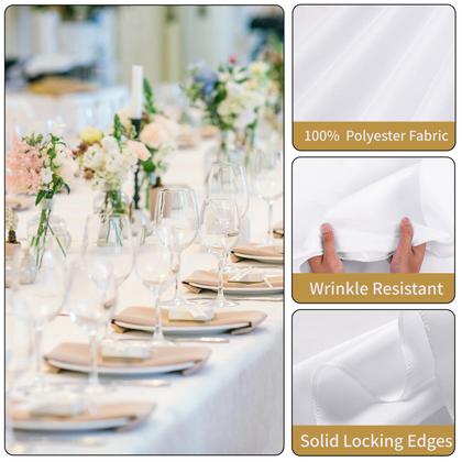 Imagem de Toalha de mesa Fixwal, tecido de poliéster branco 180x300cm, pacote com 2