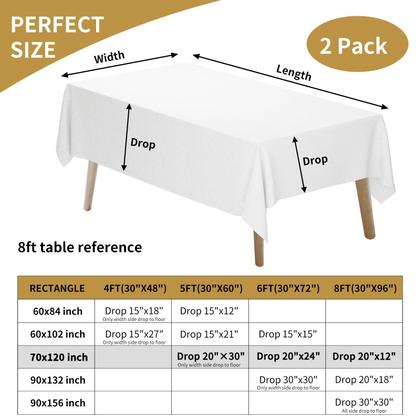 Imagem de Toalha de mesa Fixwal, tecido de poliéster branco 180x300cm, pacote com 2