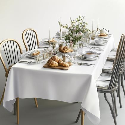 Imagem de Toalha de mesa Fixwal, tecido de poliéster branco 180x300cm, pacote com 2