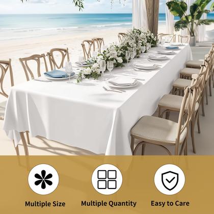Imagem de Toalha de mesa Fixwal, tecido de poliéster branco 180x300cm, pacote com 2