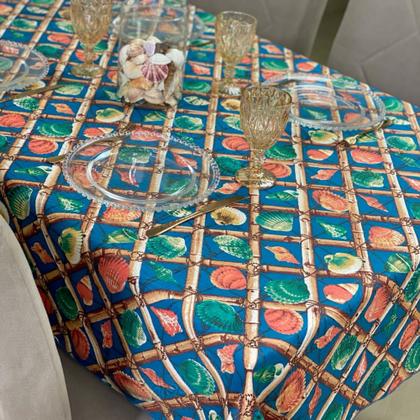 Imagem de Toalha de Mesa Fundo do Mar Praia Retangular 8 Lugares 1,40 x 2,40