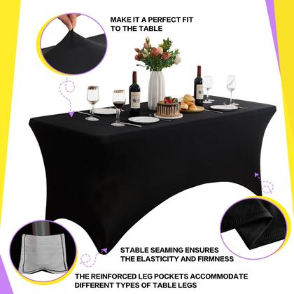 Imagem de Toalha de mesa Heochy para mesa retangular de 6 pés - preta (4 unidades)