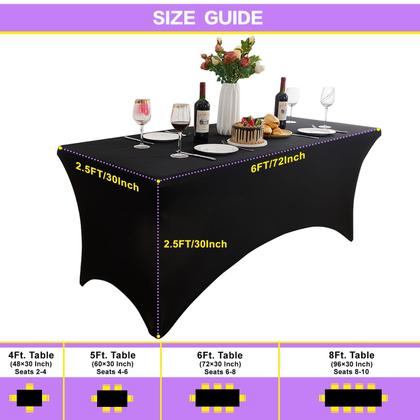 Imagem de Toalha de mesa Heochy para mesa retangular de 6 pés - preta (4 unidades)