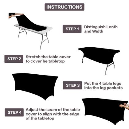 Imagem de Toalha de mesa IVAPUPU, pacote com 2, 8 pés, retangular, ajustada, preta