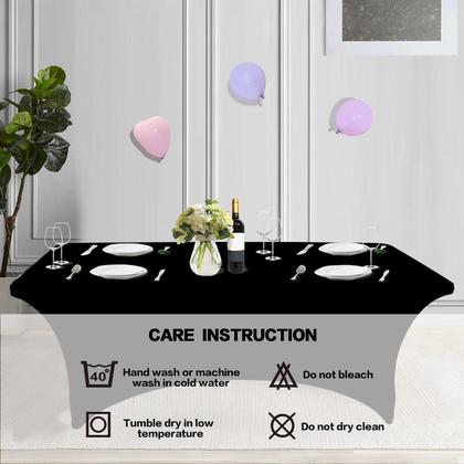 Imagem de Toalha de mesa IVAPUPU, pacote com 2, 8 pés, retangular, ajustada, preta