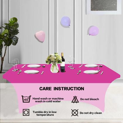 Imagem de Toalha de mesa IVAPUPU, pacote com 2 unidades, fúcsia elástica de 6 pés para eventos