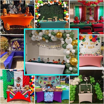 Imagem de Toalha de mesa IVAPUPU, pacote com 2 unidades, fúcsia elástica de 6 pés para eventos