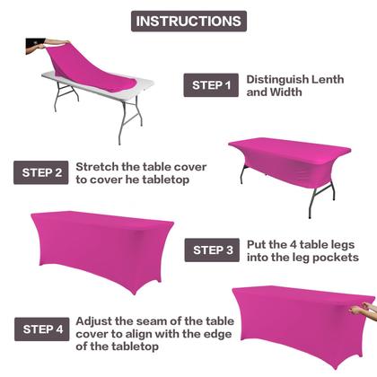 Imagem de Toalha de mesa IVAPUPU, pacote com 2 unidades, fúcsia elástica de 6 pés para eventos