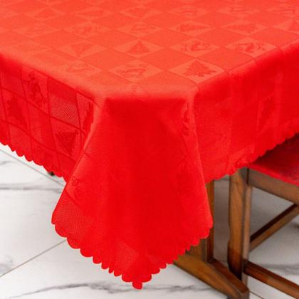 Imagem de Toalha de Mesa Jacquard Natalino 2,50mx1,40m 8 lugares Luxo Decorativo Festivo