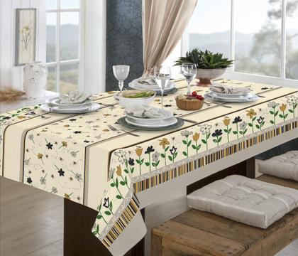 Imagem de Toalha De Mesa Linhão 8 Lugares Retangular Margaridas