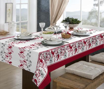 Imagem de Toalha De Mesa Linhão 8 Lugares Retangular Pássaros