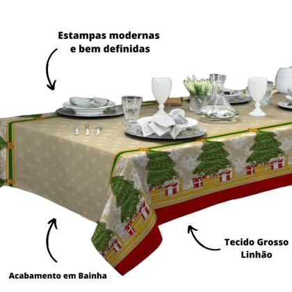 Imagem de Toalha de Mesa Linhão Retangular 6 Lugares Natal 1,40 x 2,10