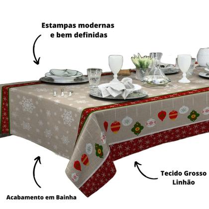 Imagem de Toalha de Mesa Linhão Retangular 6 Lugares Natal 1,40 x 2,10