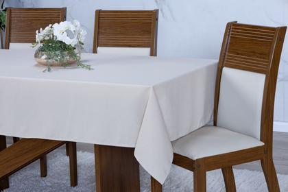 Imagem de Toalha De Mesa Luxo 6 Lugares Linho Rústico E Minimalista