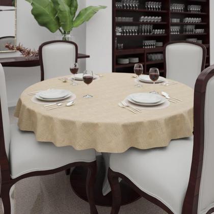 Imagem de Toalha De Mesa Marrom Redonda 8 Lugares Rústica 2,00 Diâm.