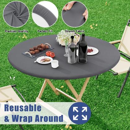 Imagem de Toalha de mesa Moosfor Round Spandex impermeável para 45-56 mesas