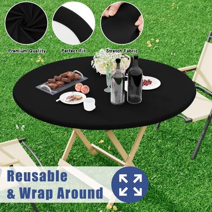 Imagem de Toalha de mesa Moosfor Round Spandex impermeável para mesa de 57-68 polegadas