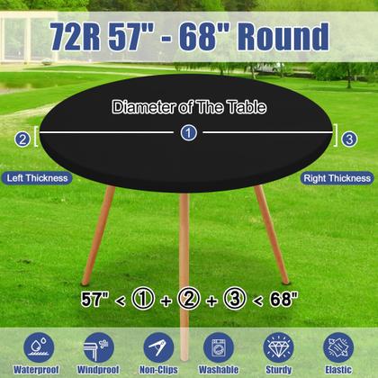 Imagem de Toalha de mesa Moosfor Round Spandex impermeável para mesa de 57-68 polegadas