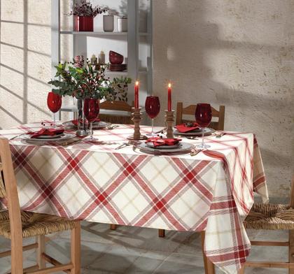 Imagem de Toalha de Mesa Natal 8 Lugares 160x240cm Celebra Xadrez Vermelho Natal Dohler
