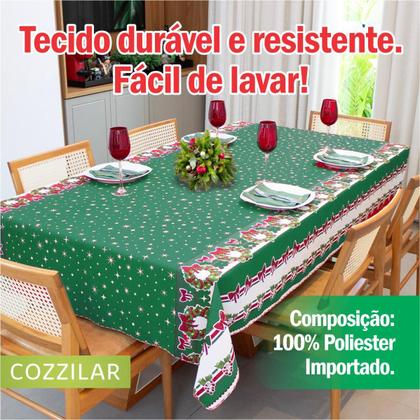 Imagem de Toalha de Mesa Natal Estampada Retangular 6 Cadeiras