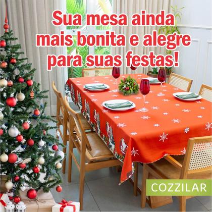 Imagem de Toalha de Mesa Natal Estampada Retangular 6 Cadeiras