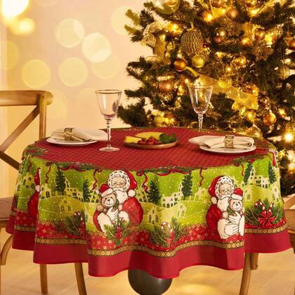 Imagem de Toalha de Mesa Natal Redonda 1,5m Encanto Papai Noel Lepper