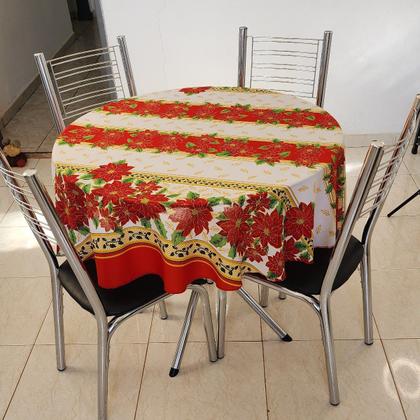 Imagem de Toalha De Mesa Natal Redonda 4 Cadeiras/lugares 1,40m Oxford
