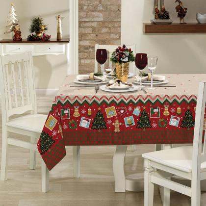 Imagem de Toalha de Mesa Natal Retangular 8 Lugares 140x250cm Momentos Algodão Lepper
