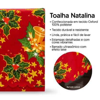 Imagem de Toalha de Mesa Natalina 6 Lugares 2,00m x 1,40m Oxford