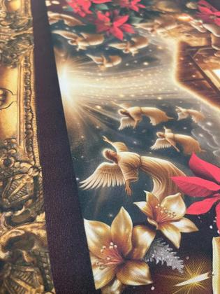 Imagem de Toalha de Mesa Natalina 6 Lugares Retangular Luxo - Presépio