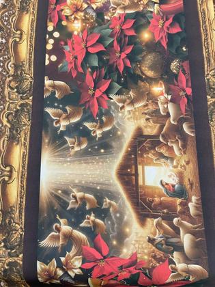 Imagem de Toalha de Mesa Natalina 6 Lugares Retangular Luxo - Presépio