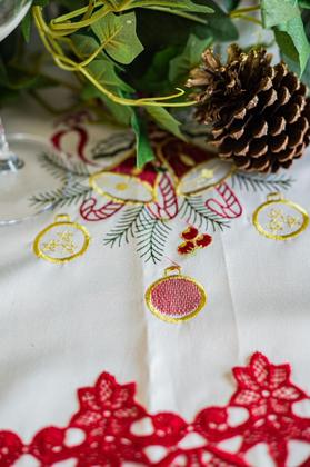 Imagem de Toalha De Mesa Natalino Branco 8 Lugares Rafimex