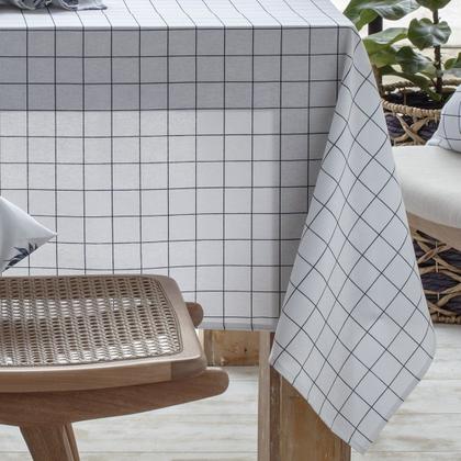 Imagem de Toalha de Mesa Naturalle Limpeza Prática 1,60x2,40m Grid Marinho