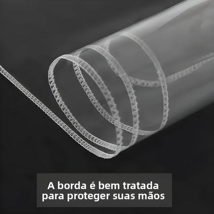 Imagem de Toalha De Mesa Plástica Redonda Transparente À Prova d'Água E Óleo PEVA Com Manga Protetora